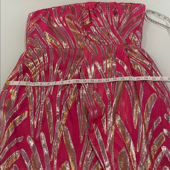 New Ramy Brook May Rice Dress Pink Silver Gold Metallic Size 16 Retail $495 - Picture 7 of 8